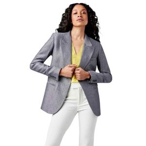 NWT $695 Smythe '90s Herringbone Linen Blend Blazer in Pearl Grey - size Medium!